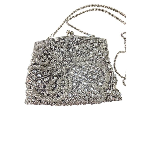NWOT Black/Silver Crystal Beaded Handbag - La Regale - Picture 2 of 8